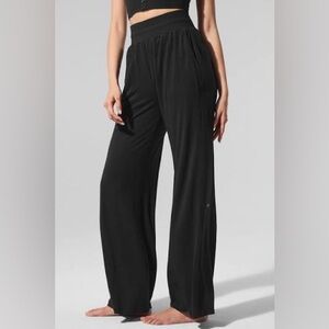 NWOT - Alo Yoga Semi-Sheer Delicate Lounge Flare Pant - Black Size Small